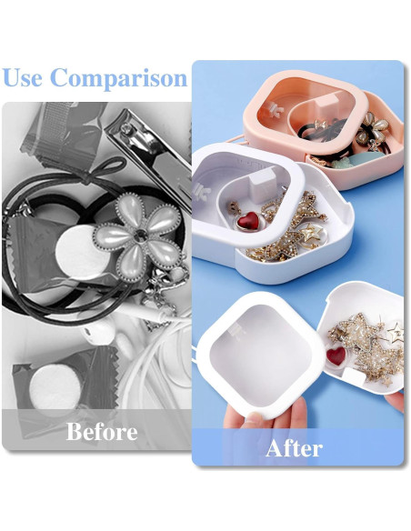 Organizador de Gomas para el Cabello Prudiut 2 Piezas Rosa y Blanco