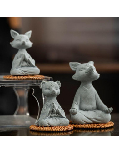 Estatua Zen Zorro Meditador Livelyfish para Acuario 11.94x8.89 cm