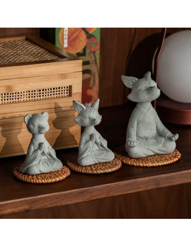 Estatua Zen Zorro Meditador Livelyfish para Acuario 11.94x8.89 cm