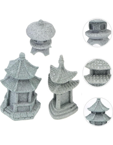 Adorno de Jardín Miniatura Happyyami - Pabellón y Linterna