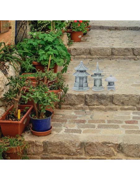 Adorno de Jardín Miniatura Happyyami - Pabellón y Linterna