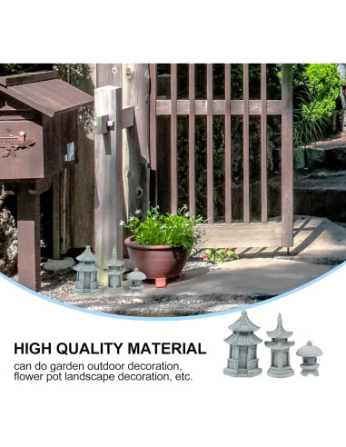 Adorno de Jardín Miniatura Happyyami - Pabellón y Linterna