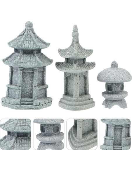 Adorno de Jardín Miniatura Happyyami - Pabellón y Linterna