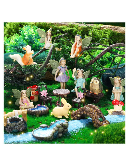 Kit de Miniaturas de Jardín Roowest 19 Piezas Accesorios