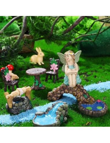 Kit de Miniaturas de Jardín Roowest 19 Piezas Accesorios