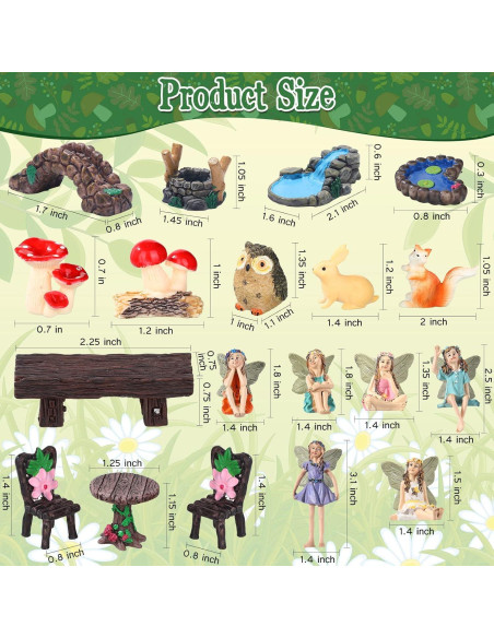 Kit de Miniaturas de Jardín Roowest 19 Piezas Accesorios