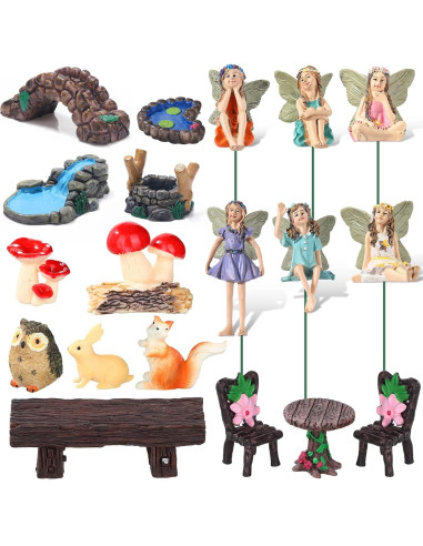 Kit de Miniaturas de Jardín Roowest 19 Piezas Accesorios