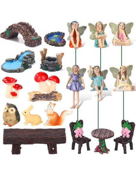 Kit de Miniaturas de Jardín Roowest 19 Piezas Accesorios