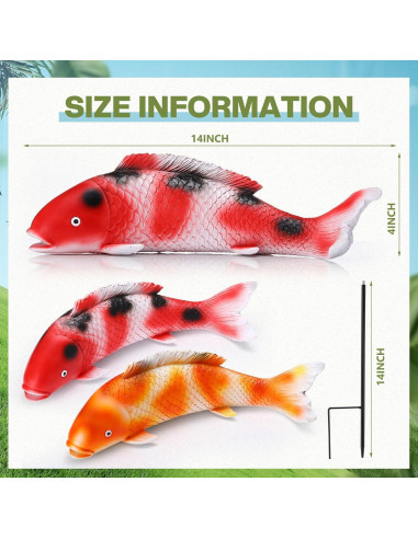 Estatuas de Pez Koi Suzile 36 cm - 2 Piezas para Jardín