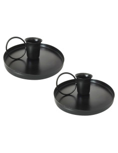 Soporte de Vela de Hierro Negro YIKANGHENG 10 cm - 2 Pcs