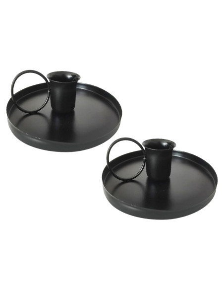 Soporte de Vela de Hierro Negro YIKANGHENG 10 cm - 2 Pcs