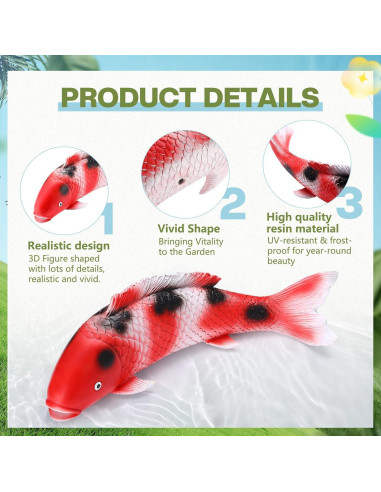 Estatuas de Pez Koi Suzile 36 cm - 2 Piezas para Jardín