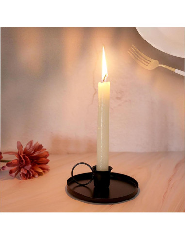 Soporte de Vela de Hierro Negro YIKANGHENG 10 cm - 2 Pcs