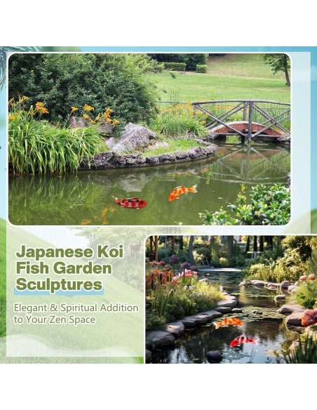 Estatuas de Pez Koi Suzile 36 cm - 2 Piezas para Jardín