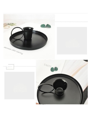 Soporte de Vela de Hierro Negro YIKANGHENG 10 cm - 2 Pcs
