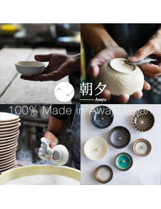 Soporte de Incienso Cerámica Asayu Japón Loto Verde Claro 10.5cm 2