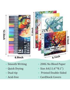 Libro para Colorear Apolyone con 128 Patrones y 24 Marcadores 2