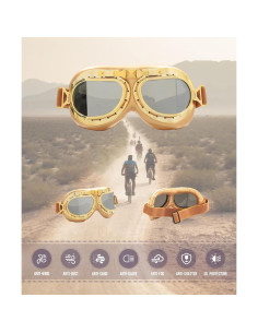 Gafas de Motocicleta CRG Sports T08 Vintage Unisex Oro Plata 2