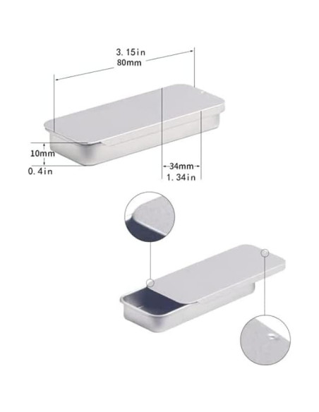3 Contenedores de Lata Rectangulares Duehut con Tapa Deslizante