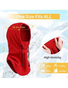 Mascarilla de Esquí Joyoldelf Balaclava Invierno Unisex Rojo 2