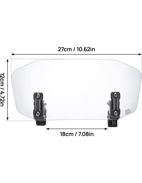 Parabrisas de Motocicleta KEMIMOTO Ajustable de Aluminio Claro