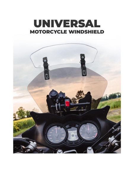 Parabrisas de Motocicleta KEMIMOTO Ajustable de Aluminio Claro