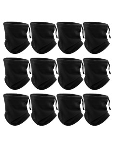 12 Piezas Calentador de Cuello Polar Unisex Negro Multifuncional
