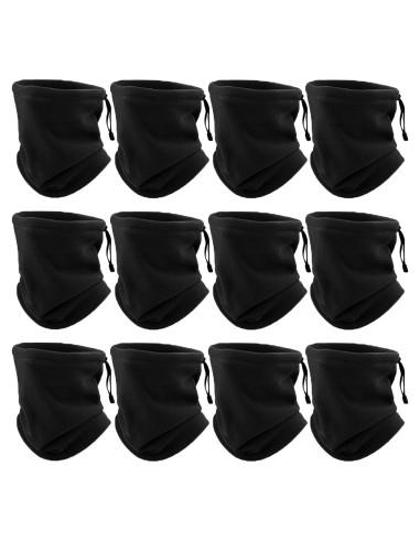 12 Piezas Calentador de Cuello Polar Unisex Negro Multifuncional