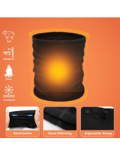 12 Piezas Calentador de Cuello Polar Unisex Negro Multifuncional 2