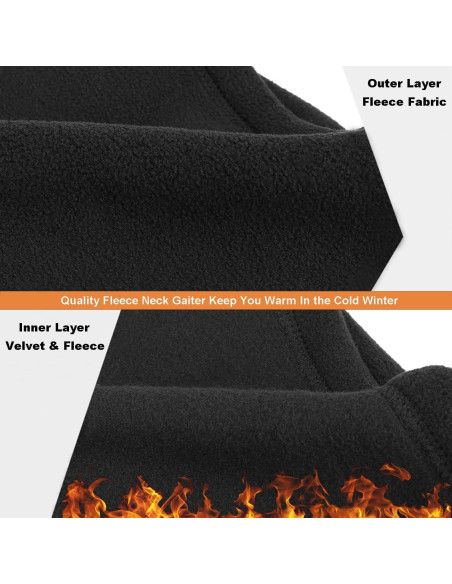 12 Piezas Calentador de Cuello Polar Unisex Negro Multifuncional