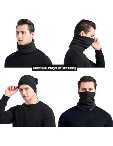 12 Piezas Calentador de Cuello Polar Unisex Negro Multifuncional