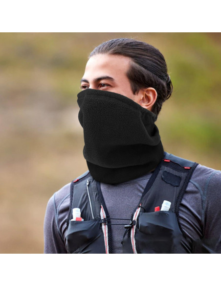 12 Piezas Calentador de Cuello Polar Unisex Negro Multifuncional