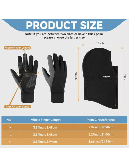 Conjunto Guantes y Balaclava Invierno OZERO - Antideslizantes Táctiles