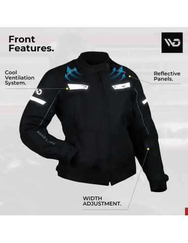 Chaqueta de motocicleta WD Vegas Lady para mujeres - Impermeable, Ajuste Slim, CE