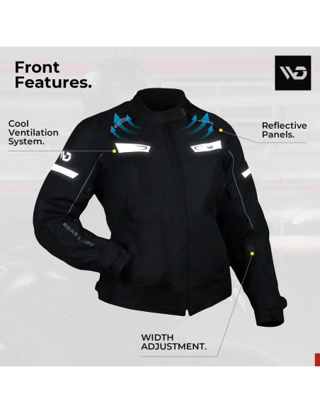 Chaqueta de motocicleta WD Vegas Lady para mujeres - Impermeable, Ajuste Slim, CE
