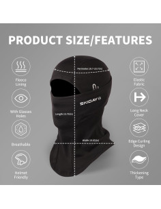 Máscara Balaclava Térmica Unisex para Esquí y Motociclismo Negra 2