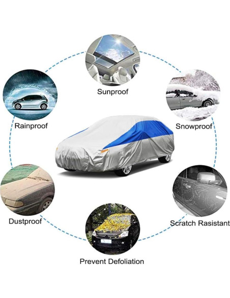 Funda de Coche Deportivo GUNHYI Impermeable 414 cm Plata