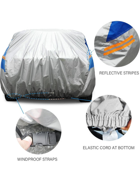 Funda de Coche Deportivo GUNHYI Impermeable 414 cm Plata