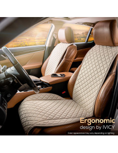 Funda de Asiento de Coche IVICY Beige Suave y Antideslizante 2