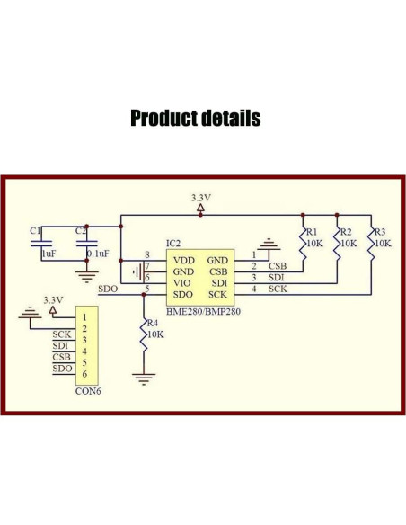 Módulo Sensor Barométrico KOOBOOK BMP280 5 Pcs Alta Precisión