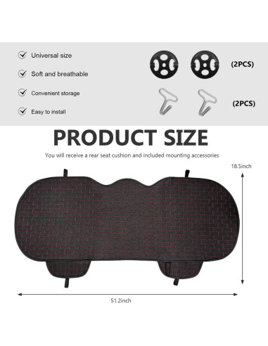 Funda de Asiento de Coche MUQIDA Trasero Negro y Rojo 130x46.7cm