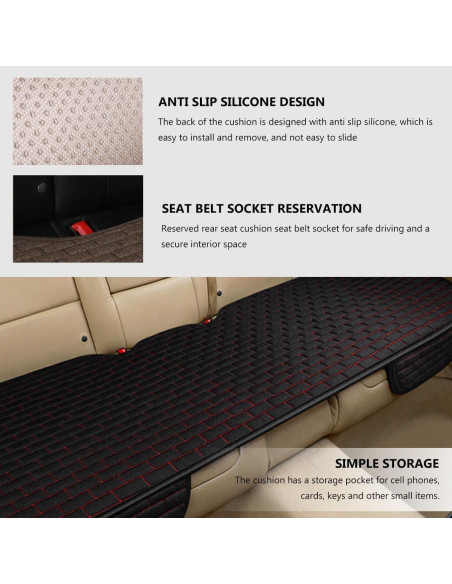 Funda de Asiento de Coche MUQIDA Trasero Negro y Rojo 130x46.7cm