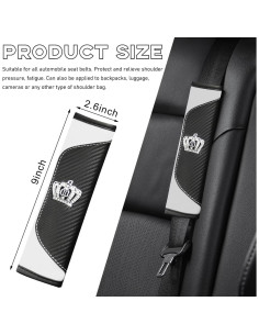 Funda de Cinturón de Seguridad Ziciner 2 PCS Cuero Negro y Blanco 2