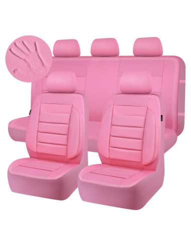Fundas de Asiento de Cuero CAR PASS Rosa Universal 5 Piezas