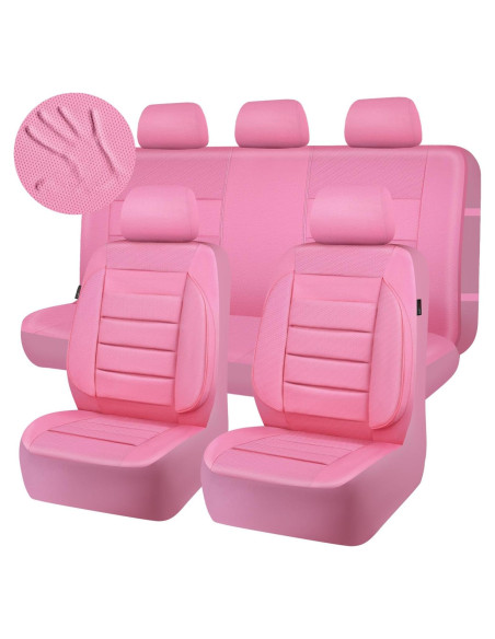 Fundas de Asiento de Cuero CAR PASS Rosa Universal 5 Piezas