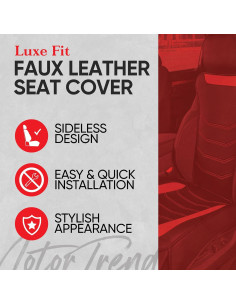 Funda de Asiento LuxeFit Motor Trend - Cuero Sintético Negro/Gris 2