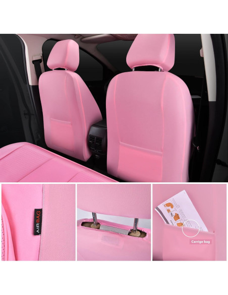 Fundas de Asiento de Cuero CAR PASS Rosa Universal 5 Piezas