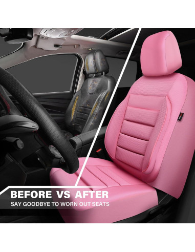 Fundas de Asiento de Cuero CAR PASS Rosa Universal 5 Piezas
