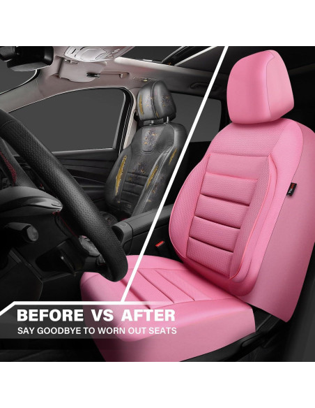 Fundas de Asiento de Cuero CAR PASS Rosa Universal 5 Piezas