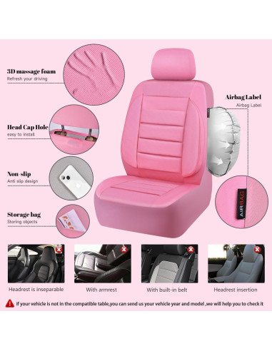 Fundas de Asiento de Cuero CAR PASS Rosa Universal 5 Piezas